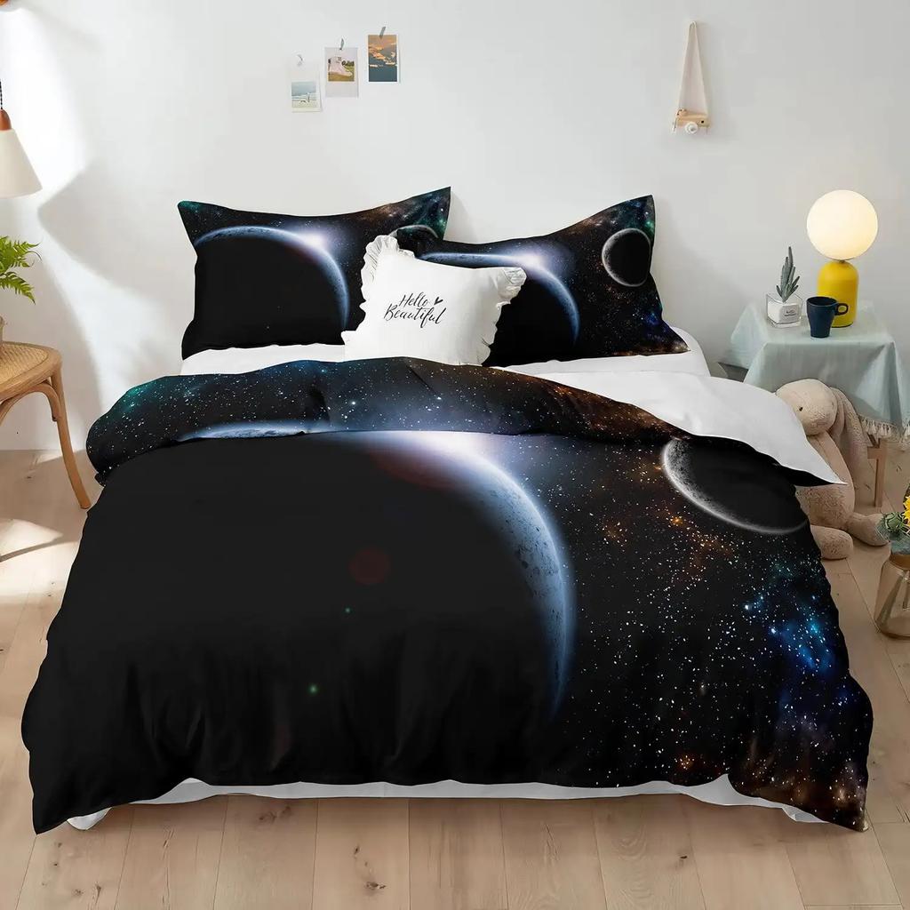 Comforter Huge Earth Planet Theme For Children Boy Girl Teens Mercury Galaxy Space Blue King For Bedroom Decorations Warm Soft