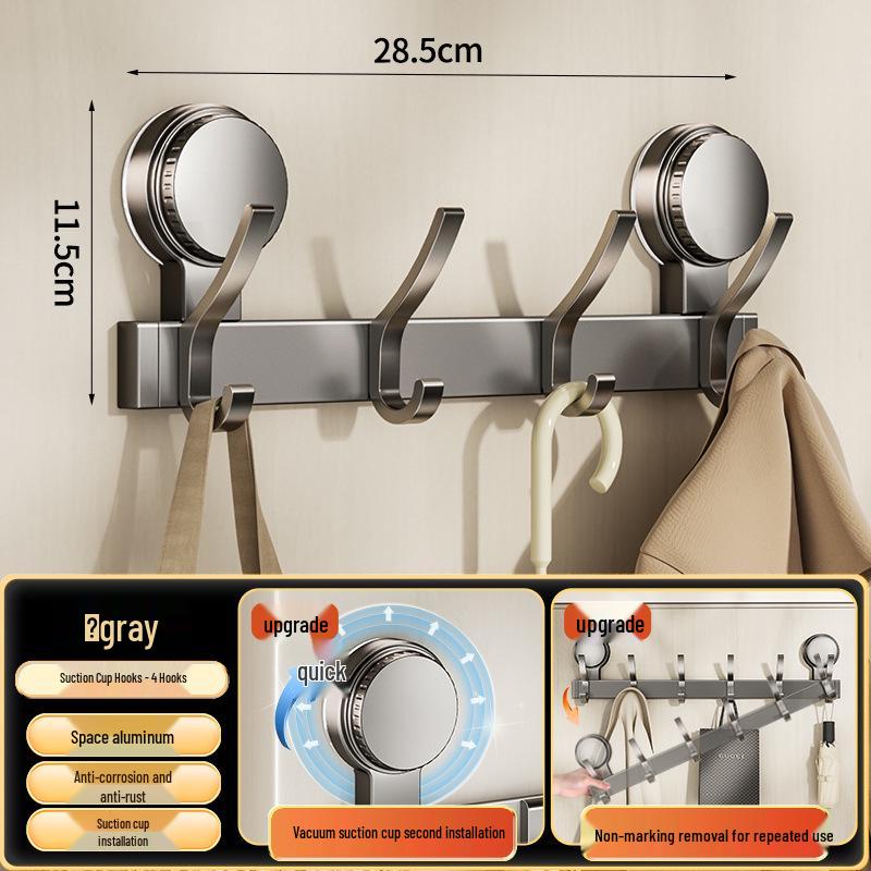Strong Adhesive No-Drill Suction Cup Door Hook for Clothes and Storage