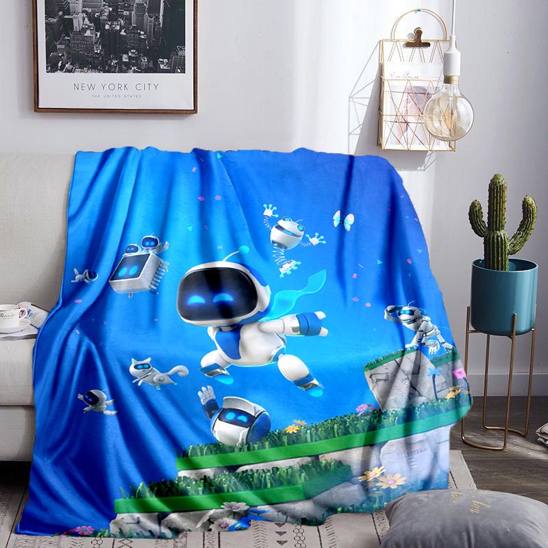 Space Adventure Robot Throws Blanket Flannel Blankets Plush for Couch Bed Gifts for Men Women Travel picnic blanket Christmas fan gifts