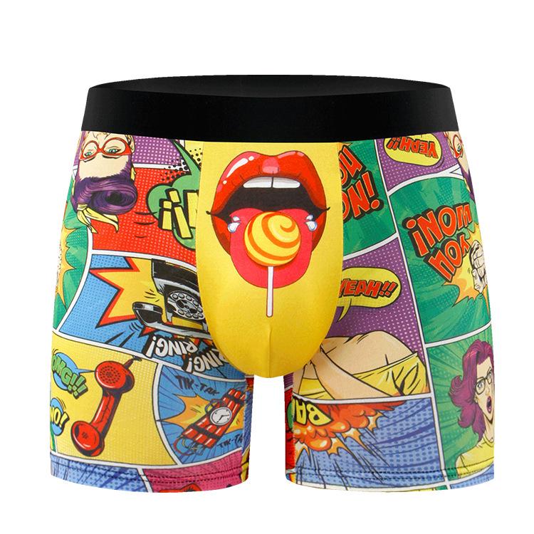 Men's Plus Size Graffiti Print Boxer Briefs - European & American Style
