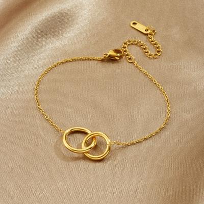 Gold Interlocking Circle Bracelet for Women