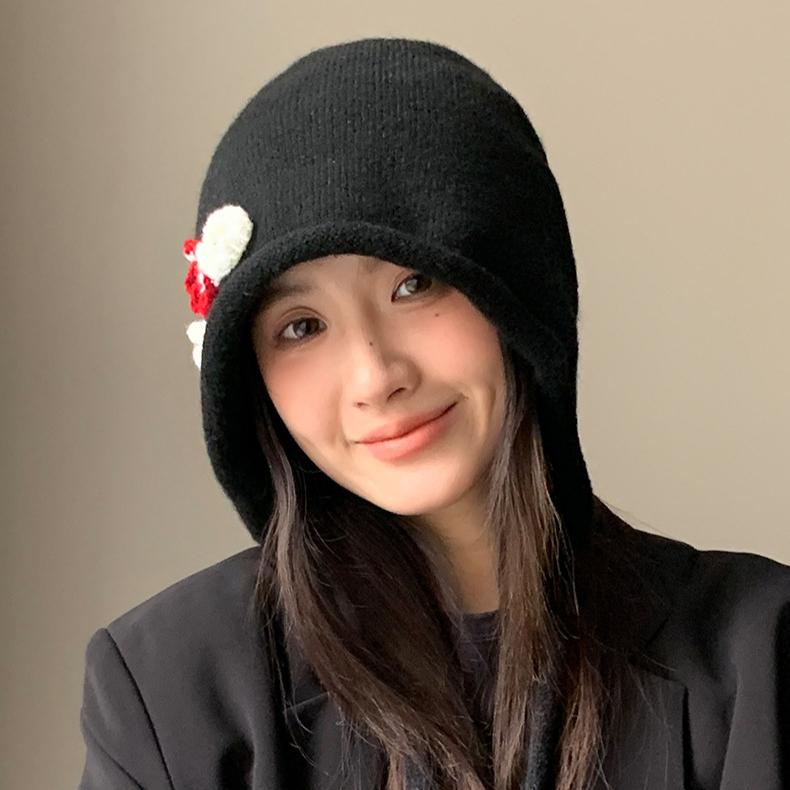 Autumn and Winter Flower Knitted Bucket Hat New Hat Female Cute Basin Hat Casual Bucket Hat