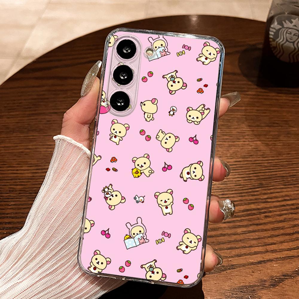 Cute R-Rilakkumas Bear Phone Case Silicone For Samsung S30,23,21,22,20 FE lite,S10,9,PIus Note20ultra Soft Transparent