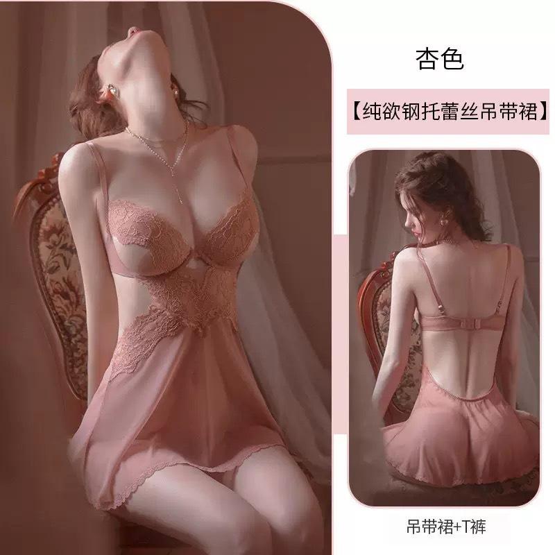 Plus-size sexy and romantic underwear, steel frame gathering pajamas, no need to take off, passionate battle suit, date uniform, hot and seductive...