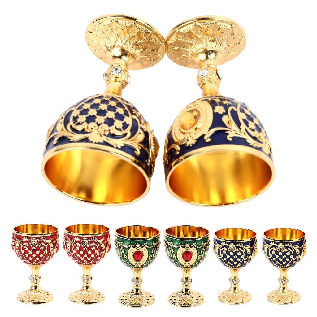 Weinglas im Vintage-Stil, Zinklegierung, elegante, dekorative Retro-Gläser mit Stiel für Zuhause, Bar, Party, 2 Stück