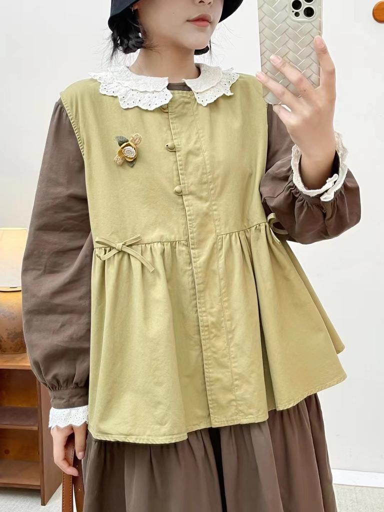 Johnature Retro Forest Kobiety Luźne Wszechstronne Warstwy Bez Rękawów Luźne Swobodne Damskie Topy