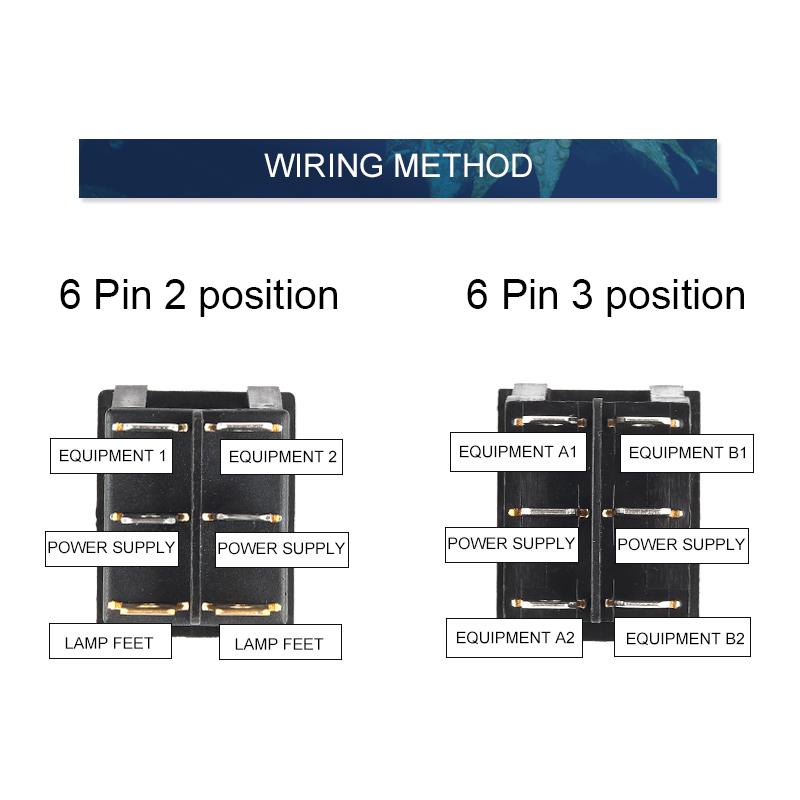 1 buc întrerupător basculant cu buton dublu cu lumină 31 * 25 mm 6 pini 2/3 poziții întrerupător de alimentare pentru barcă ON-OFF/ON-OFF-ON 16A/250V 20A/125V KCD4