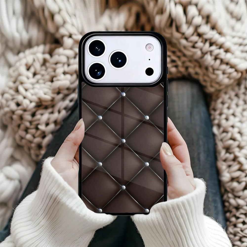 Quilted Texture Sofa Pattern Sticker capa Magnetic Phone Case For iPhone 17 16 15 12 13 Pro Max 14 Plus 11 Cover With MagSafe iPhone 15 Pro Max