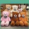 Oversized Teddy Bear Plush Toy With Checkered Bow Decoration For Gift Kids