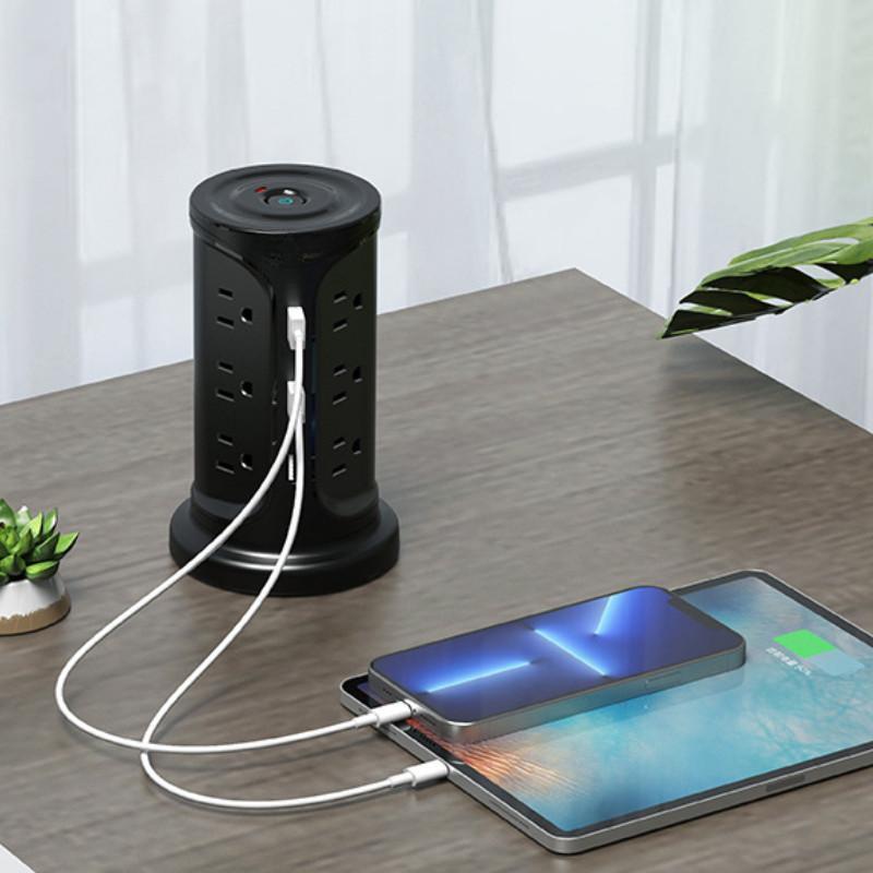 Office Multiple Ports Socket Board Portable Tower Extenders With USB Ports Household High Power Vertical Socket