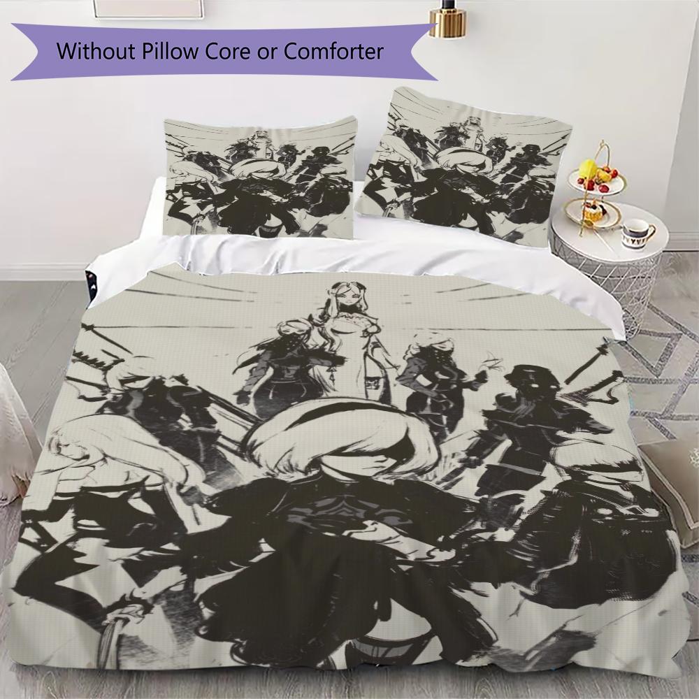 

NieR Automata Pattern Bedding uilt Set uilt Cover Pillowcase Home Decoration Birthday Gift (1 * duvet cover + 2 * pillowcase without core) 135x200cm