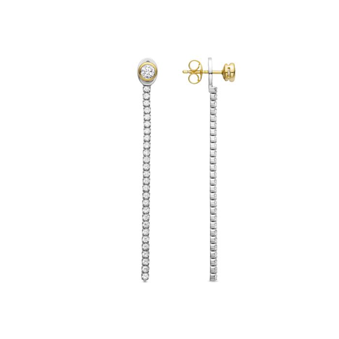 Boucles d'oreilles - LUXENTER - Lothix - Argent 925 - Or jaune 18k - Zircon cubique
