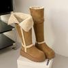 Fashion Women's High-Tube Fce Lined Thi Winter Snow Boots Knot Velvet Warm Thi Bot No-Knee Long Boots Korean Sle Ort Tube