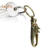 Mosazný přívěsek na klíče s dračí hlavou, ručně vyrobený z čisté mědi, kreativní přívěsek na klíče s dračí hlavou, který nebledne