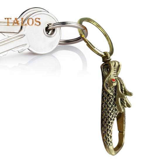 Mosazný přívěsek na klíče s dračí hlavou, ručně vyrobený z čisté mědi, kreativní přívěsek na klíče s dračí hlavou, který nebledne