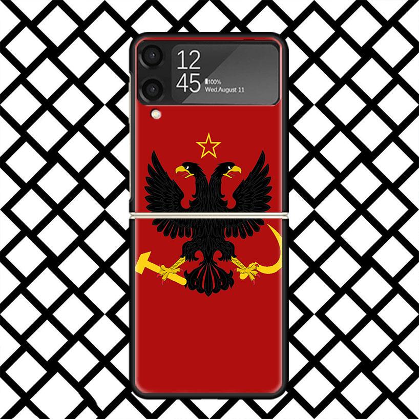 Albania Flag Phone Case For Samsung Z Flip 7 6 5 4 3 Galaxy ZFLIP7 ZFlip6 5G Flip5 Flip4 Flip3 5g Black Hard Cover