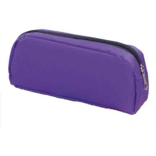 Trousse à crayons - KANGARO - ronde - polyester - violet - 20 x 8 x 4 cm
