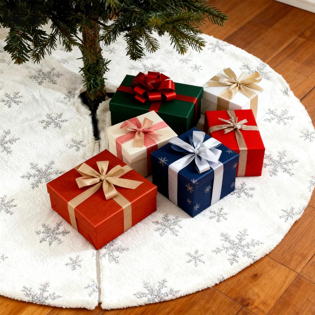 30 Inch Faux Furs Christmas Tree Skirt Plush Skirt For Merry Christmas Party Christmas Tree Decoration