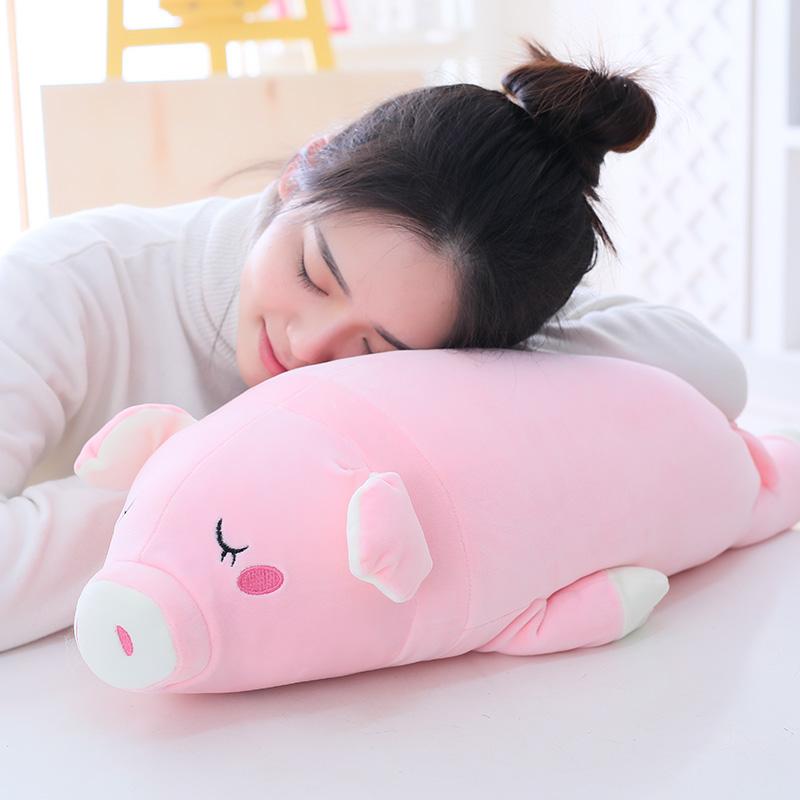 [Vtipné] 40~60cm Miminko Krásné plyšové zvířátko Ležící spící růžové Prase Panenky Měkký PP Polštář s náplní Bavlna Hračka Dárek pro holčičku