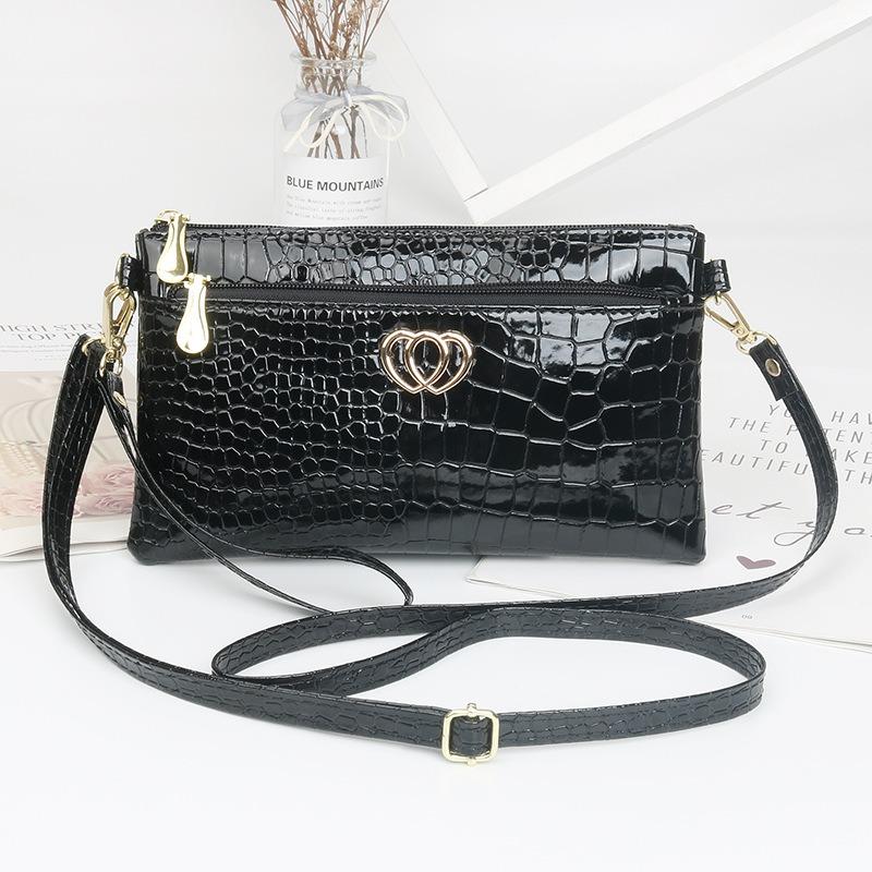 Fashion new glossy patent leather women's bag messenger bag casual alligator pattern women's clutch bag women's small bag