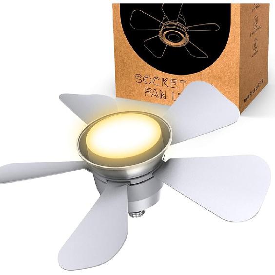 Sockel-Ventilatorleuchte, 5-stufig dimmbarer LED-Sockel-Brise-Deckenventilator, Flache Sockel-Deckenventilatorleuchte mit Fernbedienung, Einfach zu installierende Deckenventilatoren