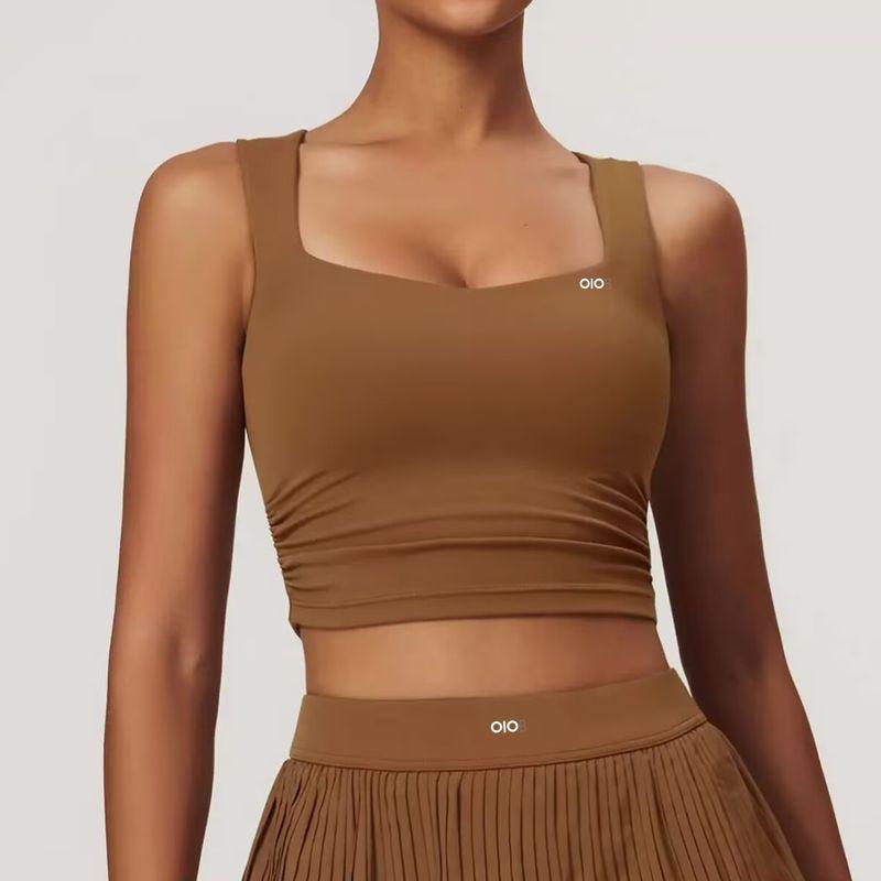 

Oiob Sports High Strength Women s Bra Yoga Shockproof Quick-Drying Inner Tops Training Running Fitness Yoga Wear Vest Tea Brown (vest) M