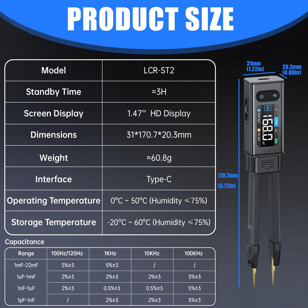 Professional Flows Tester Tool Using Kelvin Clip Technology ABS Bridge Meter Designs for Confined Space Measurement
