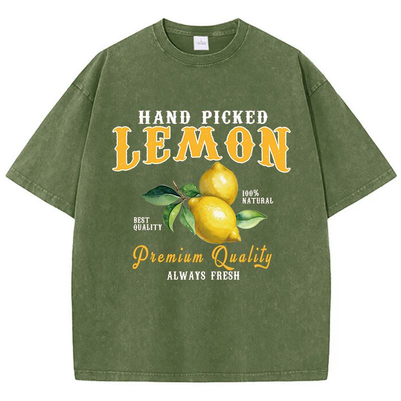 

Summer Lemon Washed TShirts Womens Cotton Oversized ONeck T Shirts Fresh Fruit Prints Tops Casual Short Sleeve Woman Clothes S