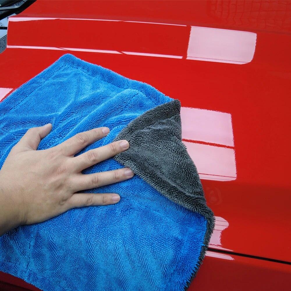 Детализация King 1200GSM микрофибра автомобильное сушильное полотенце с двойной скруткой — фото 5
