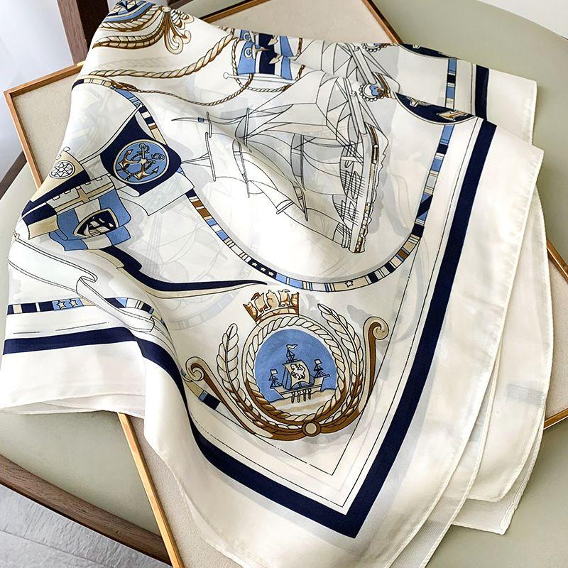 Luxury Silk Scarfs Square Scarf Korean Fashion Kerchief Popular Silk Scarves Bandanna Wraps Scarf Decoration Shawl 70*70Cm