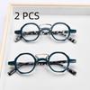 2PCS Suit Vintage Small Circular Frame Reading Eyeglasses For Men Double Bridge Eyeglasses Glasses Men Artistic Frame Glasses +1 Up To +4.0