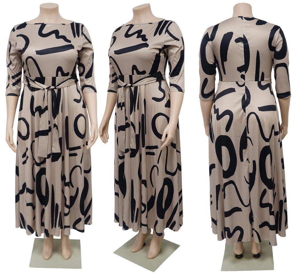 2024 Herbst/Winter Afrikanisches Übergrößen Damen Schnürkleid Lang