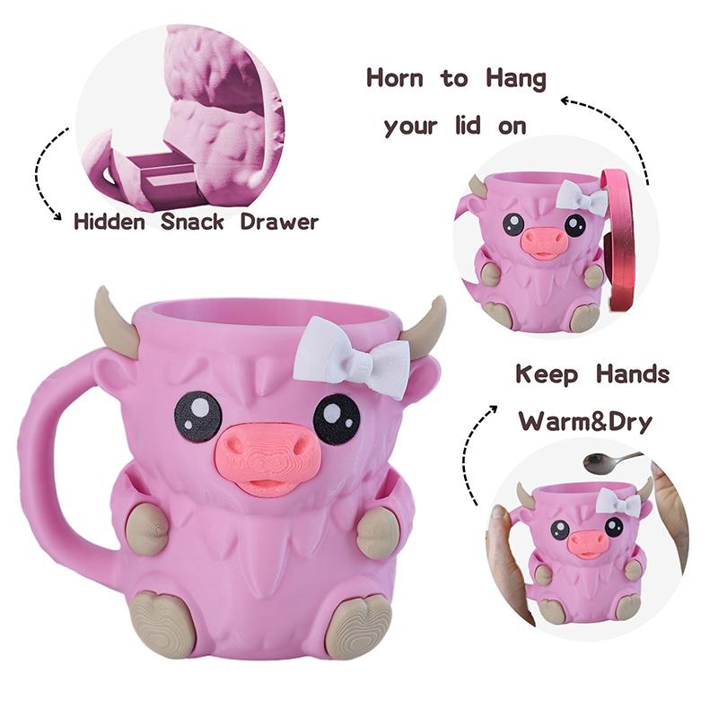 Highland Cow Ice Pint Holder,Ice Cream Pint Sleeves Cover With Handle