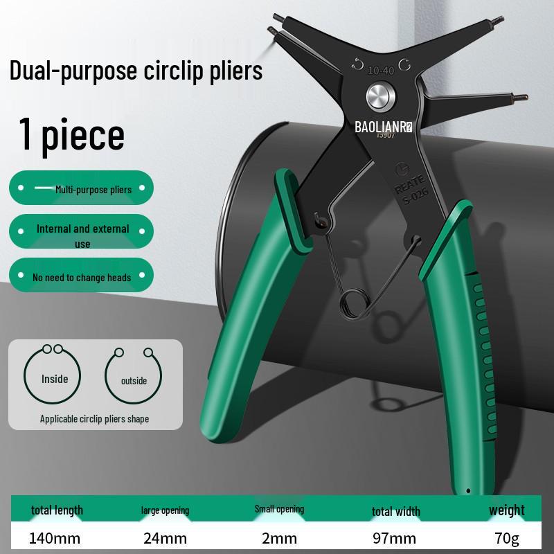 

Baolian Multifunctional Two-in-One Internal/External Circlip Pliers & Spring Ring Tool