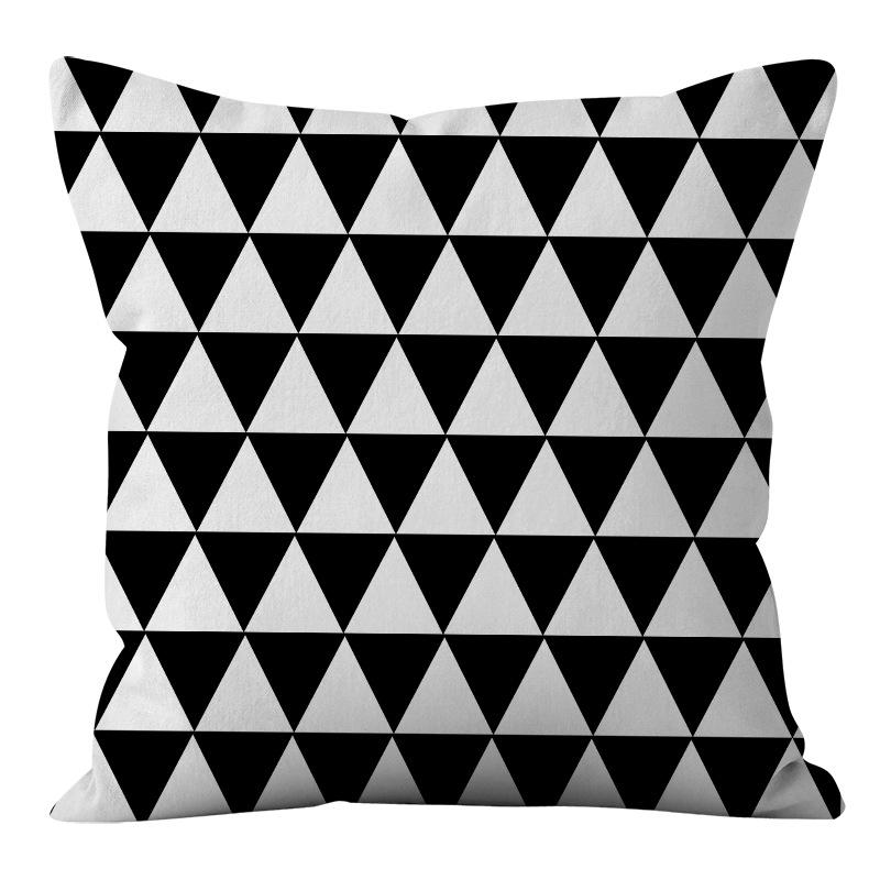 Nordic Ins Style Simple and Light Luxury Lines Black and White Plaid Pillow Case Pillow Lunch Break Pillow Sofa Cushion