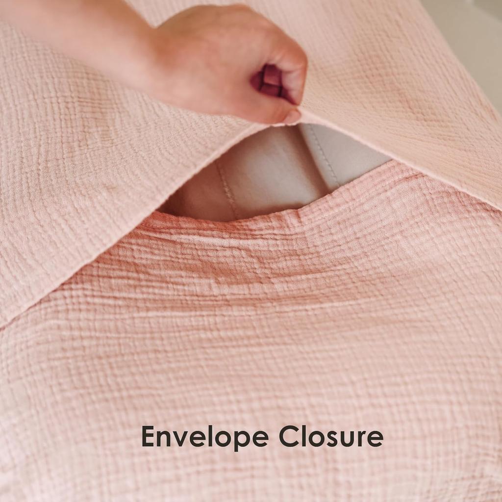 Muslin Baby Lounger Cover for Newborn & Infant, 100% Cotton Soft and Breathable Lounger Slipcover for Baby Girls and Boys, Pack of 2 (Pink, Ivory)