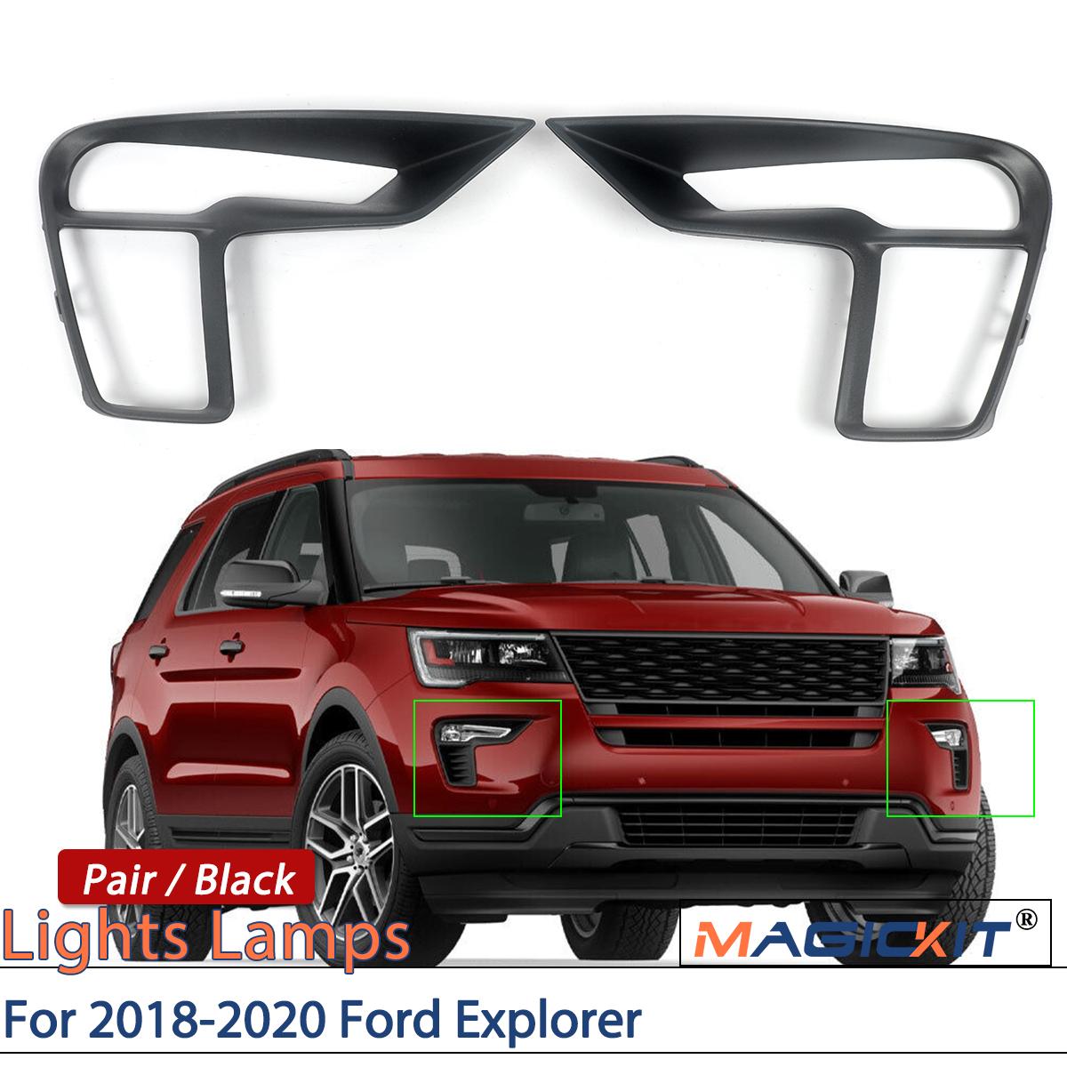 Pair Front Bumper Fog Light Cover Bezel Black Trim Fits Ford Explorer 2018-2020 car accessories a pair