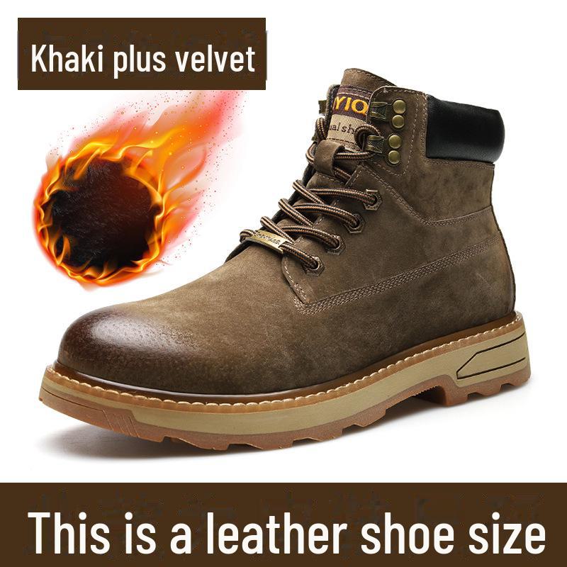 Модные мужские ботинки Martin 2024 года Теплые рабочие ботинки для зимы из натуральной кожи с бархатной подкладкой 43 Plush 79711-R хаки 4269₽
