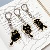 Black Color Acrylic Keychain Cat Design Bag Charm Pendant Decorative Keychain  For Phone