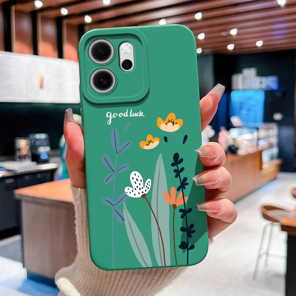 For Oppo Reno 14F 5G Phone Case Sunflower Patterns Soft Liquid Silicone Shell For OppoReno14F 14 F Camera Coverage Durable Capa