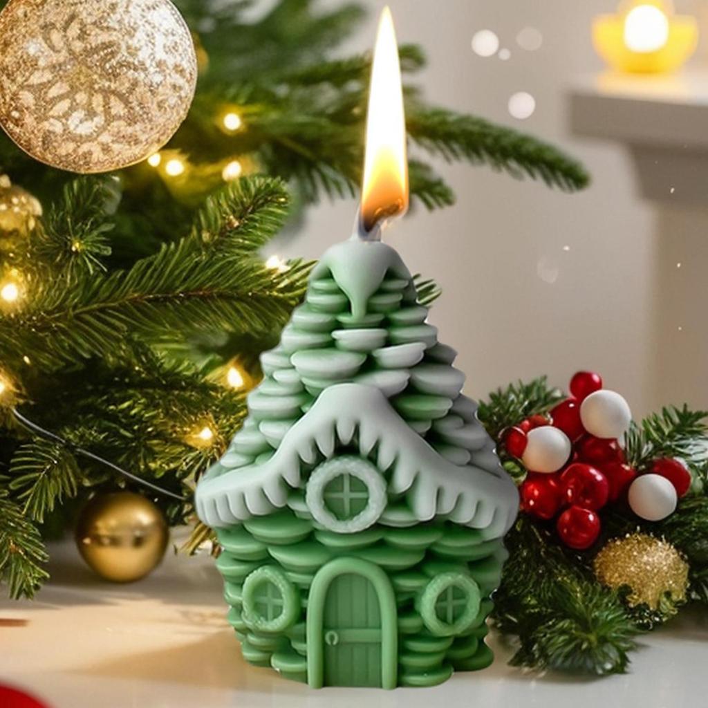 Candle Mold Christmas Pine Cone House Candle Making Mould Handmade Soap Mould For Epoxy Resin Plaster Soap Party Planners Art