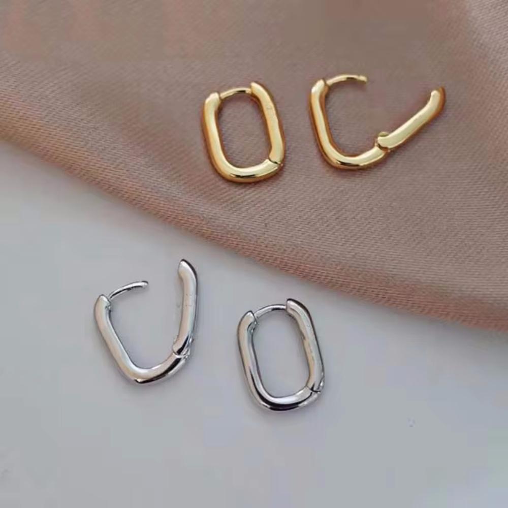 New Foxanry Prevent Allergy Silver Color Stud Earrings France Vintage Handmade U-Shape Circle Bride Jewelry Gifts
