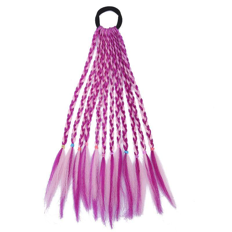 Children's Wig Dreadlocks Hair Accessories Bow Tie Style Colorful Braided Hair Ties Girls' Short Stage Cute Ombre Ponytail