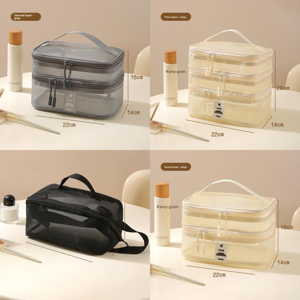 Multifunctional Nylon Travel Makeup Bag With Large Capacity And Mesh Clear Visibility For Home And Trips