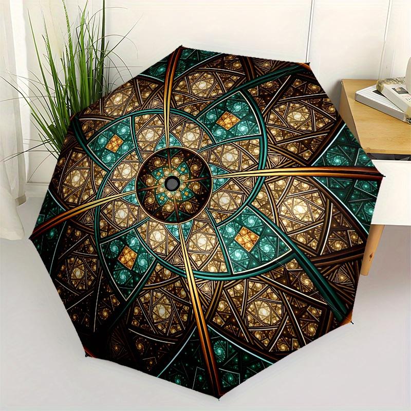 

Mandala, Fractal themed Eight rib Automatic Folding Umbrella Is Suitable for Both Men and Women, Making It A Perfect Christmas and Valentine