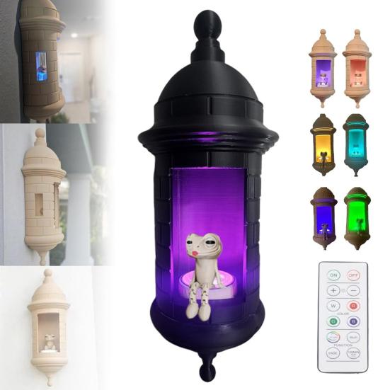 1/2Pcs Puerto Rican Garita Wall Coqui Lamp Battery Powered 3D Printed Frog Bedroom Living Room Outdoor Garden Wall Mount LED Light