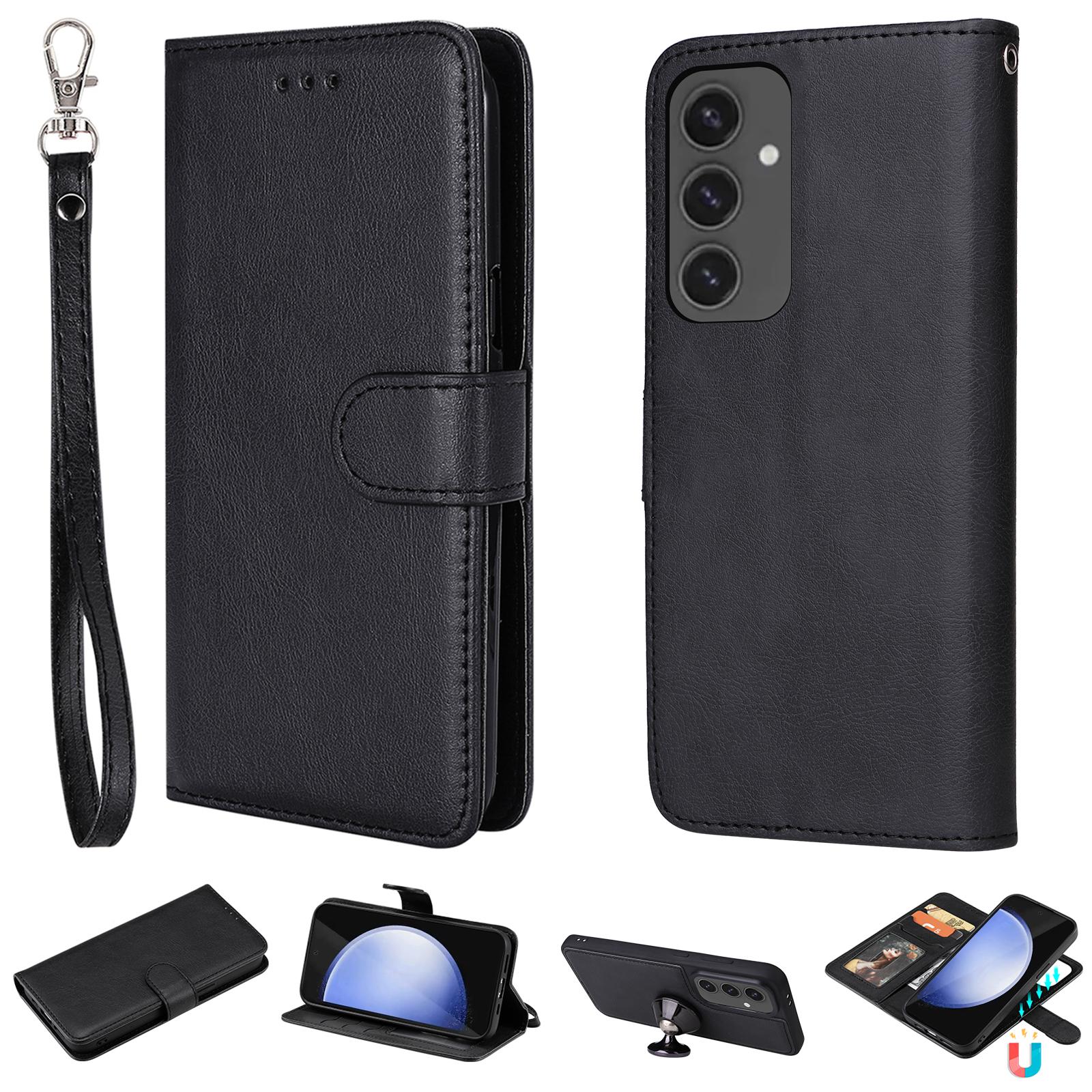 

For Samsung Galaxy S24 FE Case 2 in 1 Detachable Magnetic Leather Wallet Mobile Cover with Strap A