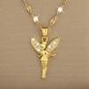 Women Necklace Flower Fairy Pendant Rhinestone Decor Adjustable Chain Girly Style Alloy Necklace for Daily Wear And Gifting