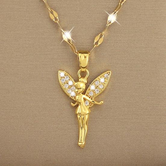 Women Necklace Flower Fairy Pendant Rhinestone Decor Adjustable Chain Girly Style Alloy Necklace for Daily Wear And Gifting
