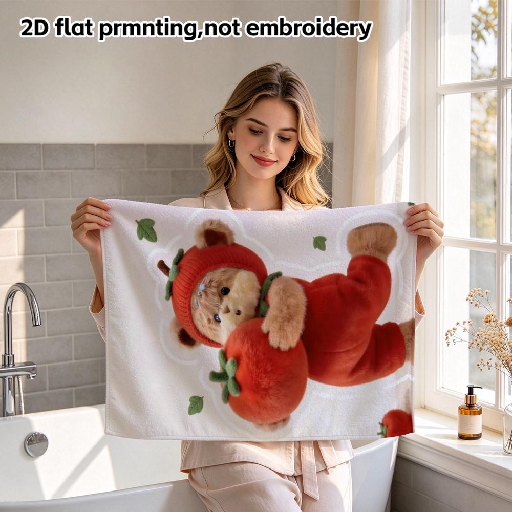 Cuddly Tomato Bear Print Towel, Absorbent Bathroom Towel